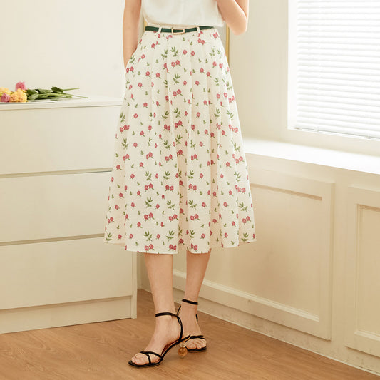 Floral Chiffon High Waist Sweet And Versatile Skirt