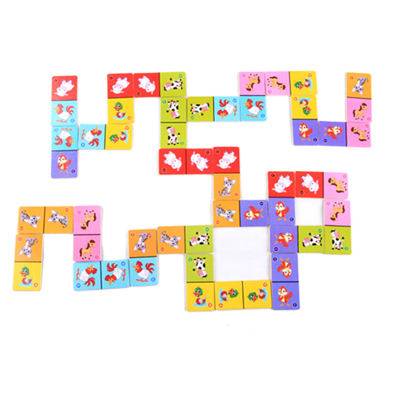 Wooden Solitaire Animal Domino Kids