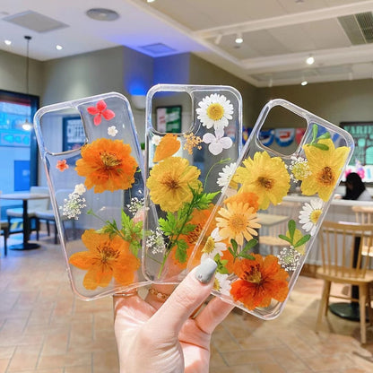 Epoxy Glitter Dried Flower Real Flower Small Floral Phone Case Applicable Ip Cover - Hiccupzz