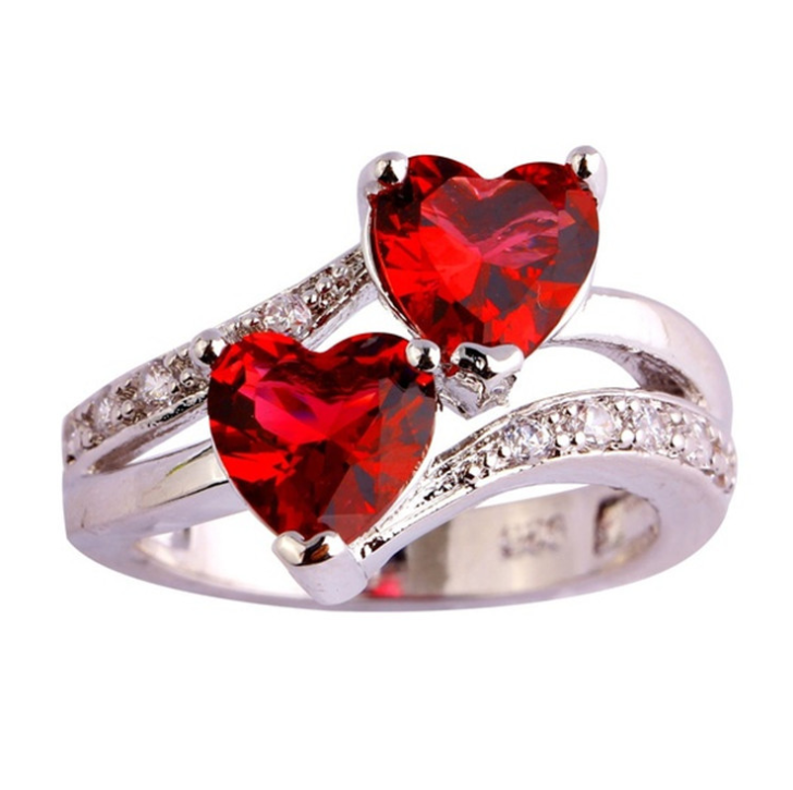 Ring Heart Cut Gemstone Silver Ring - Hiccupzz