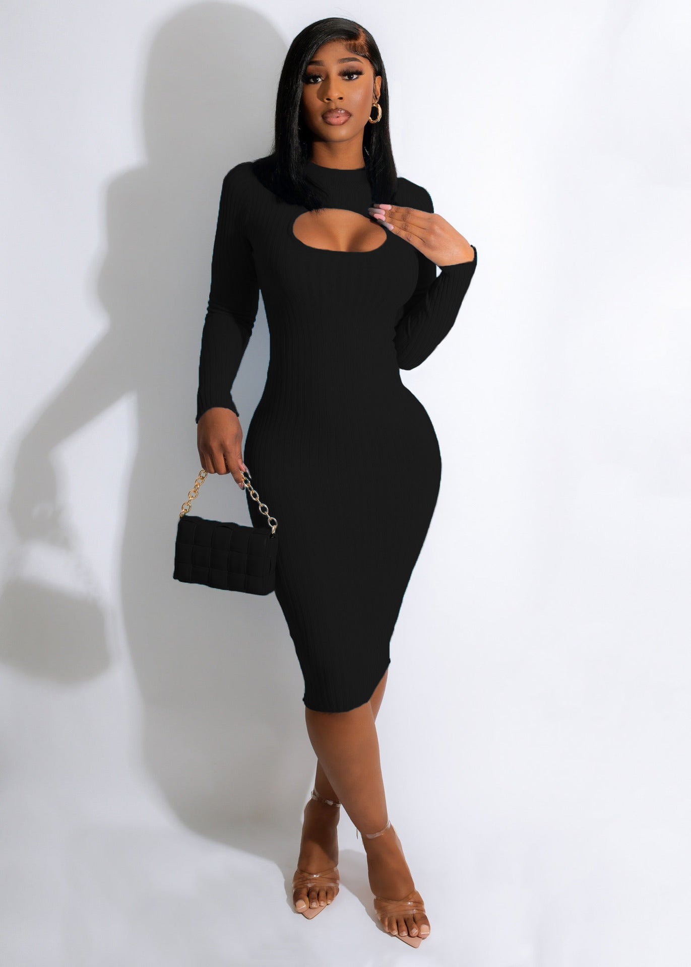 Fashion Thickened Knitted Slim Cut Out Dress - Hiccupzz