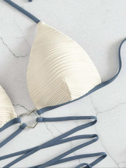 Love Drawstring Straps Hard Cup Bikini Swimsuit - Hiccupzz