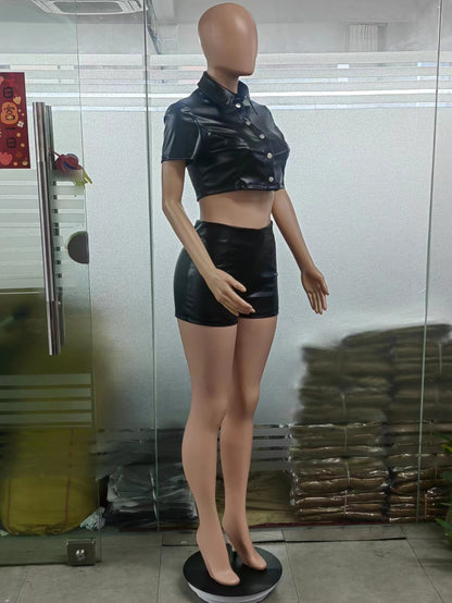 European And American Women's Clothing Leather Coat Breasted Waist - Hiccupzz