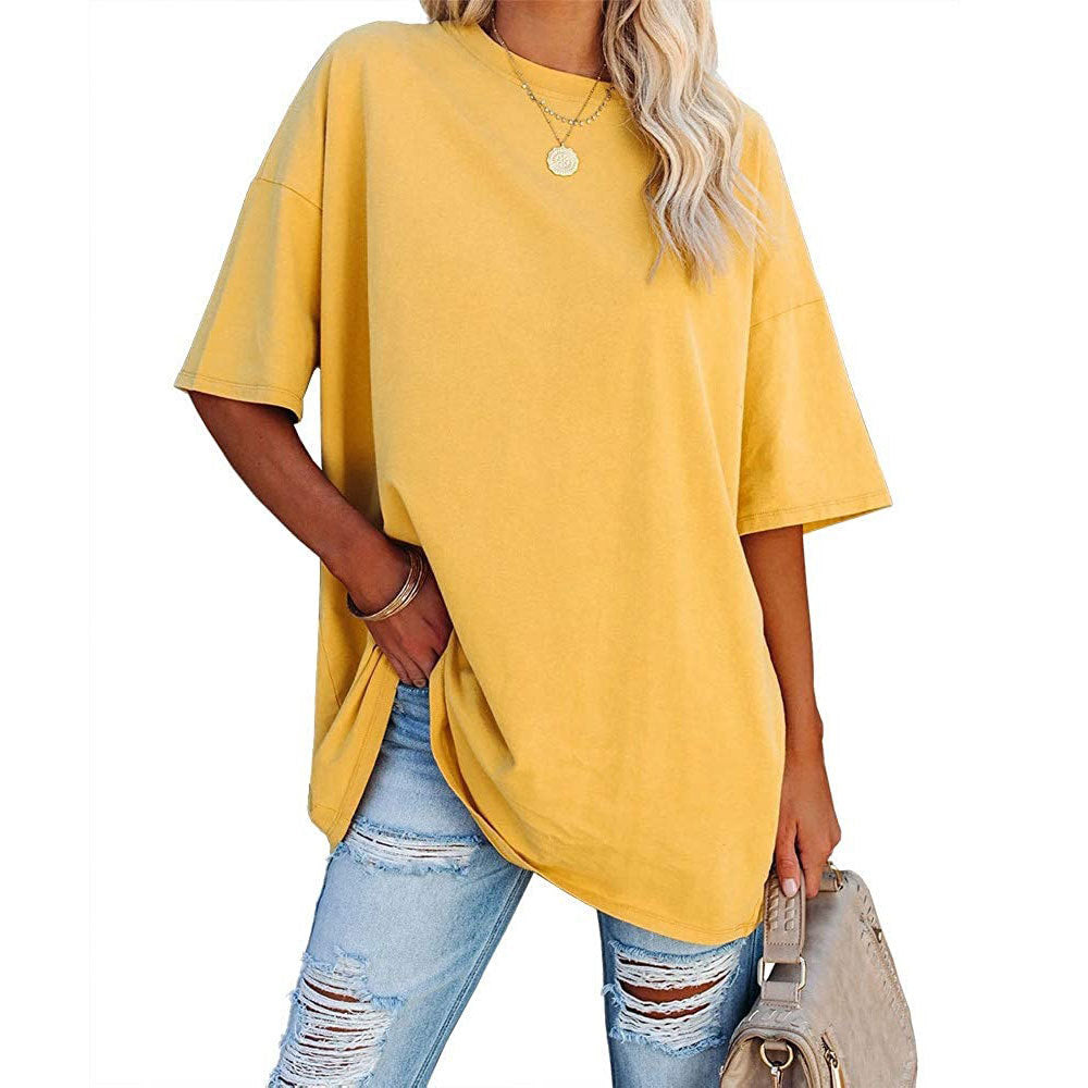 Loose Drop Shoulder Sleeves Round Neck Short Sleeve Top - Hiccupzz