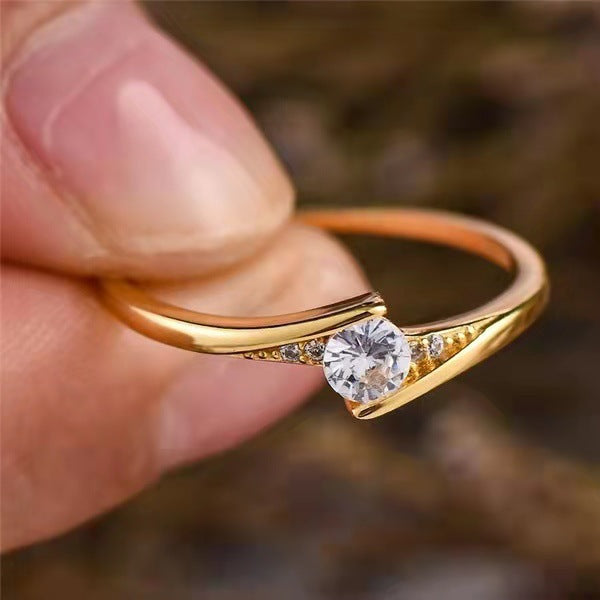 Women's Gold-Plated Engagement Ring Ring - Hiccupzz