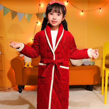 Coral Fleece Quilted Bathrobe For Baby Kids - Hiccupzz