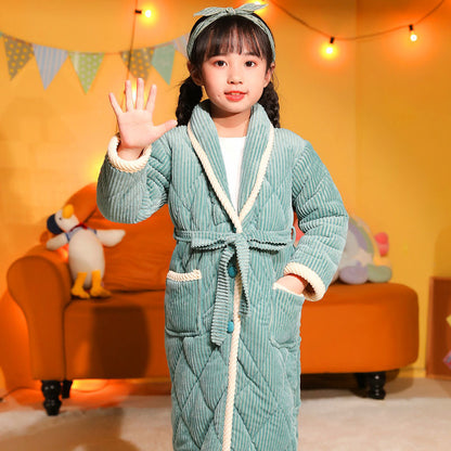 Coral Fleece Quilted Bathrobe For Baby Kids - Hiccupzz