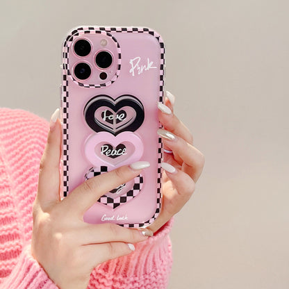 Love Wristband Pink Border Checkerboard Mobile Phone - Hiccupzz