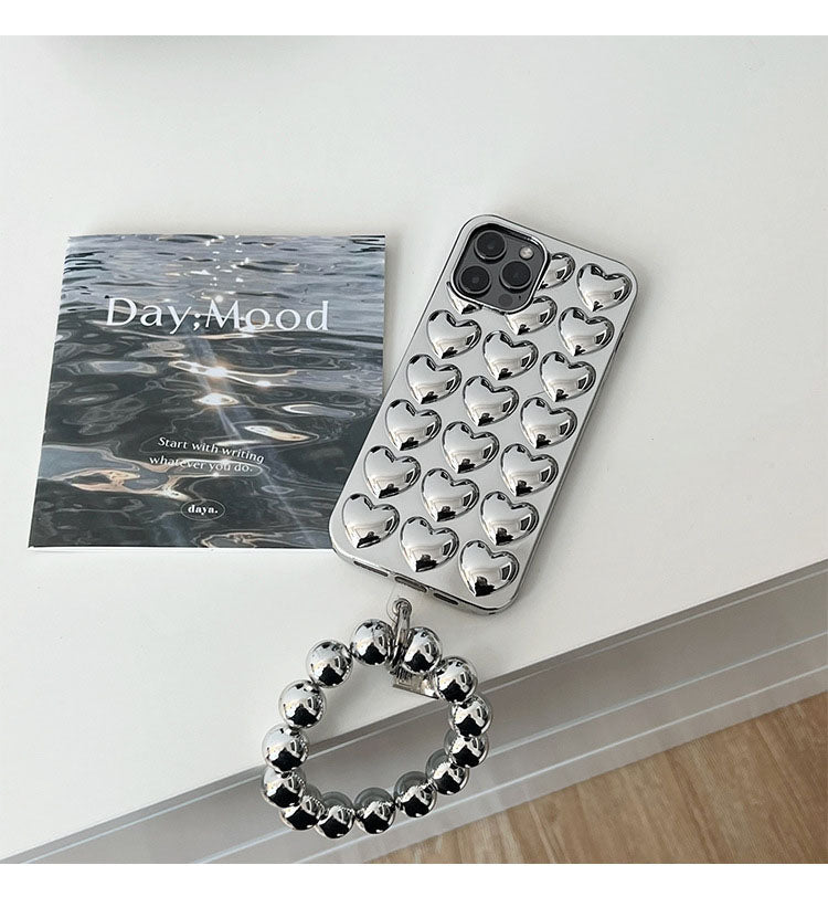 Niche Premium Silver Chain Three-dimensional Love For Apple Phone Case