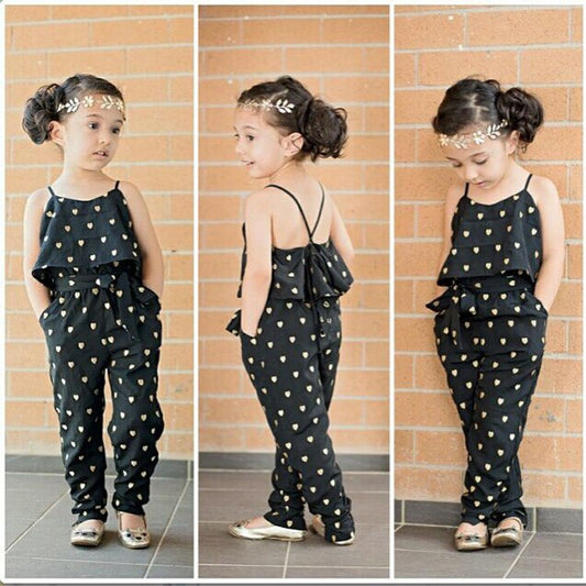 Clothing Sets Cotton Sleeveless Polka Dot Strap Jumpsuit for Girls