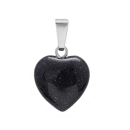 Hand-carved Love Heart Shaped Rough Stone Peach Heart Crystal Necklace - Hiccupzz
