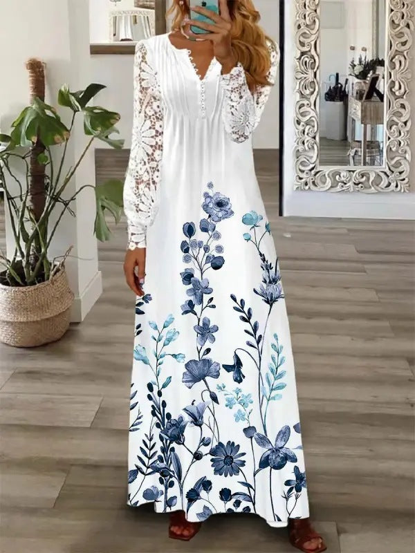 Women's New Fashion European And American Style Lace Maxi Dress - Hiccupzz