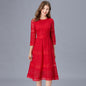 Women's Short-sleeved Lace Dress Women's Mid-length Waist Collection A-line Skirt - Hiccupzz