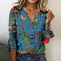 V Neck Printed Flare Sleeve T Shirt - Hiccupzz
