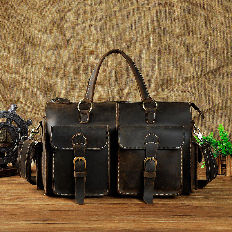 Crazy horse leather handbag