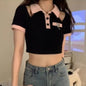 Women's Fashion Hollow Strapless Short-sleeved T-shirt - Hiccupzz