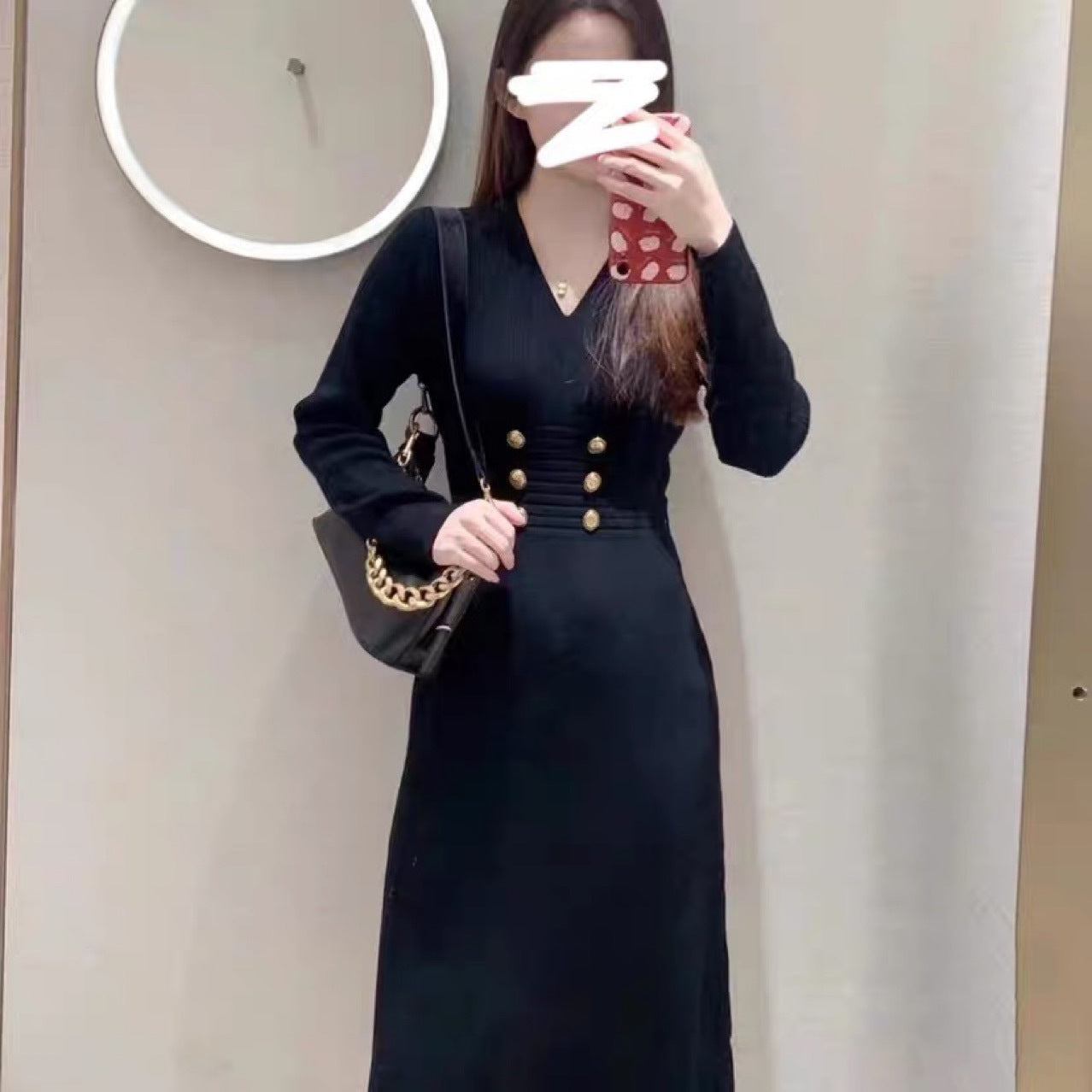 Women's Fashion Retro Skinny V-neck Dress