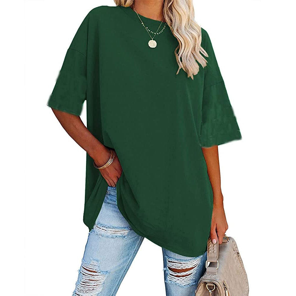 Loose Drop Shoulder Sleeves Round Neck Short Sleeve Top - Hiccupzz