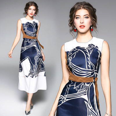 Women's Printed Sleeveless Slim Dress