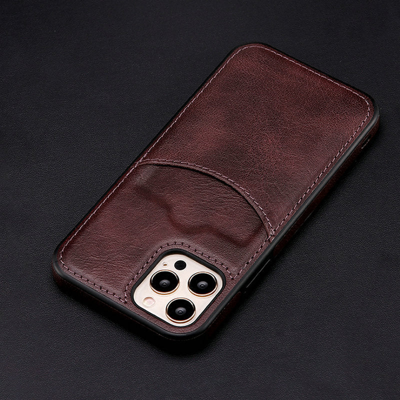 Card-inserting Leather Case Back Cover Type Protective Case