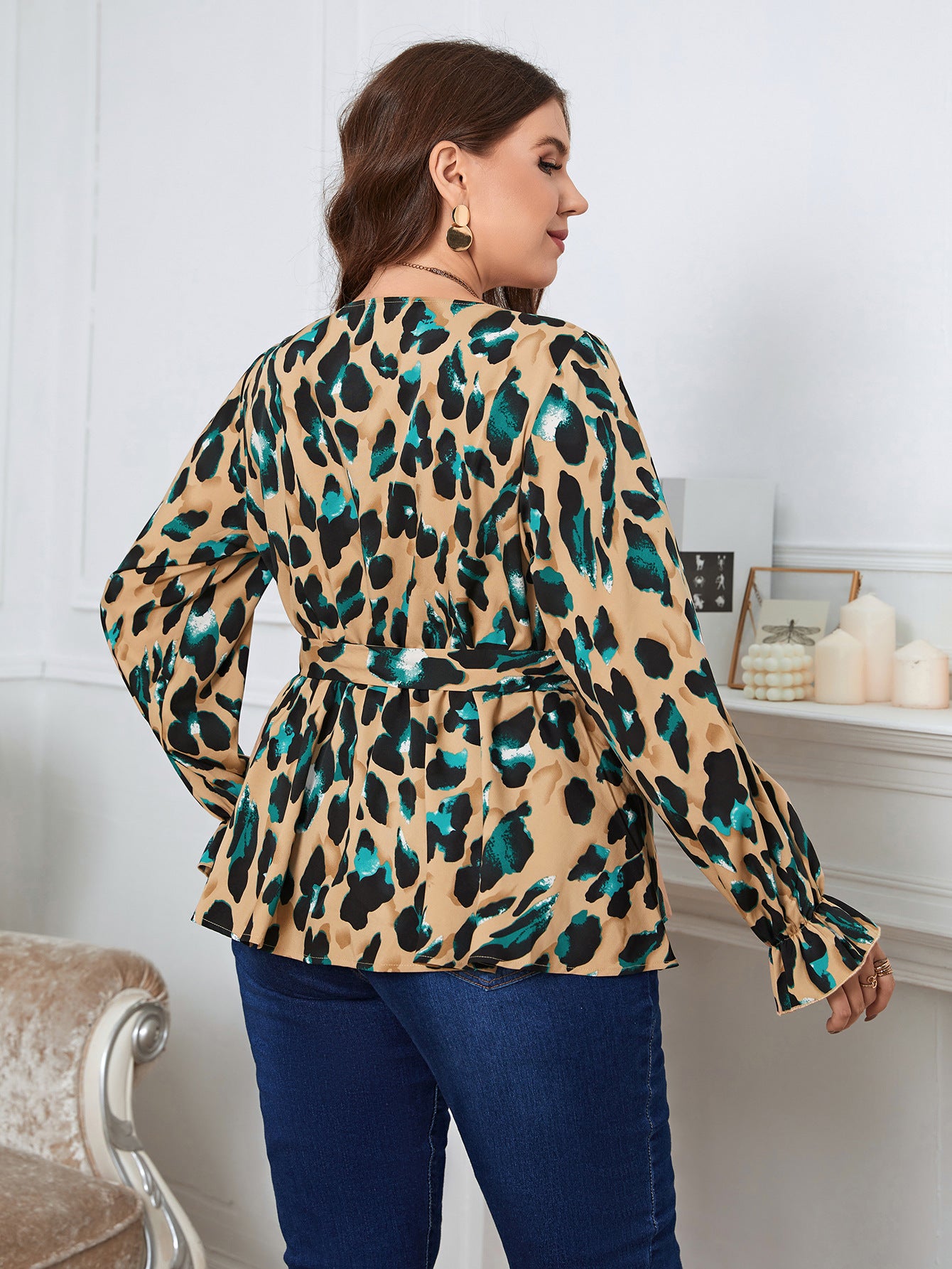 Large Size Commuter Leopard Print Top Waist Slimming Versatile - Hiccupzz