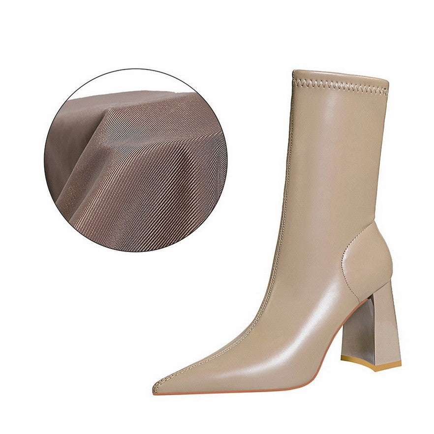 Thick-heeled Super High-heeled Pointed Winter Short Boots