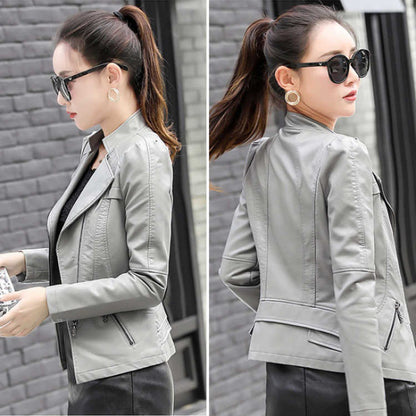 Motorcycle Leather Jacket Large Coat Woman - Hiccupzz