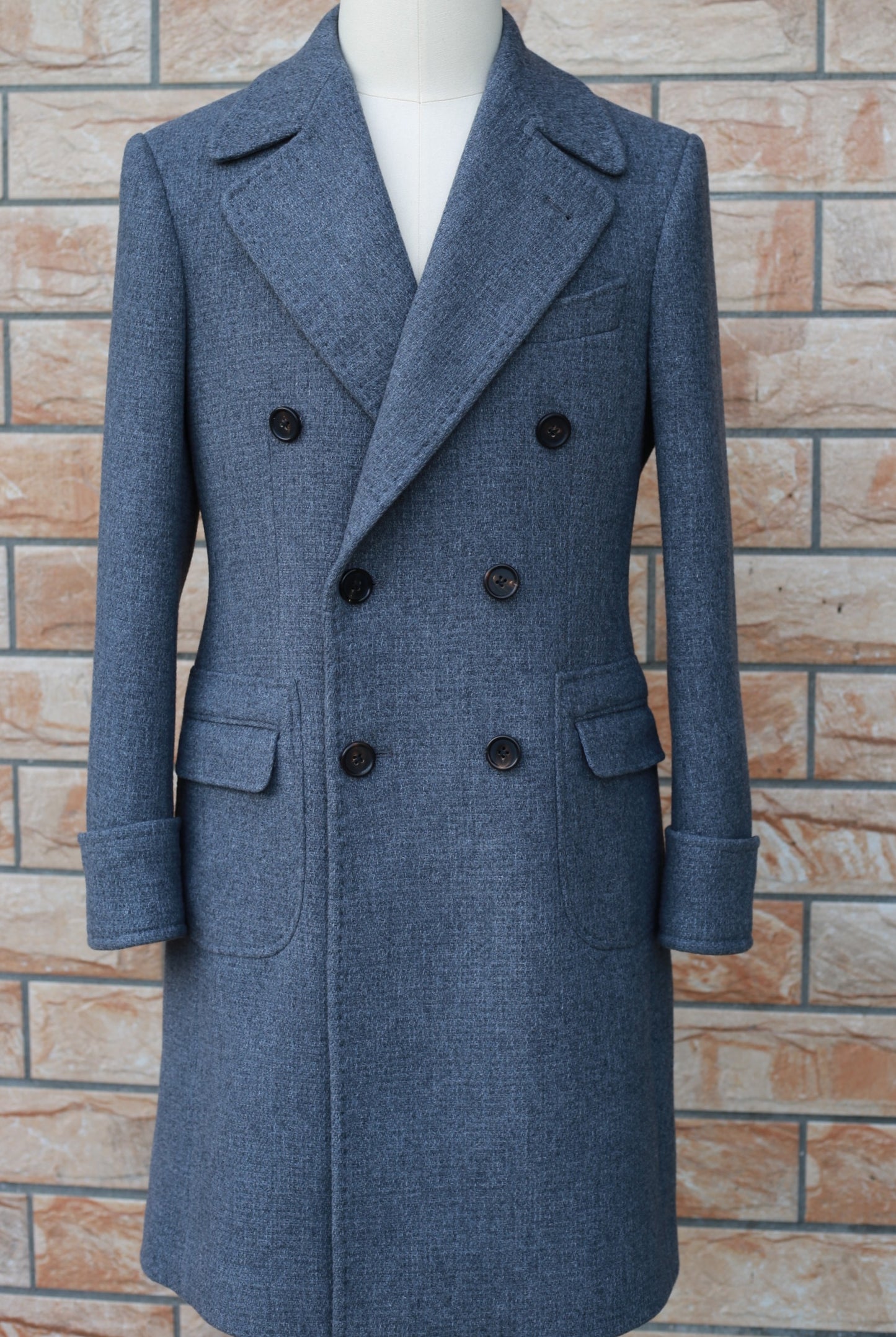 Men's Wool Double Breasted Polo Coat - Hiccupzz