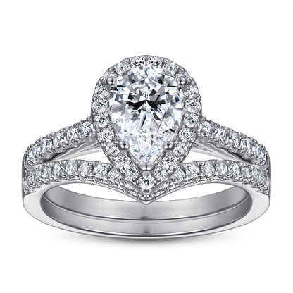Zircon Set Ring V-shaped Row Ring Simulation Diamond - Hiccupzz