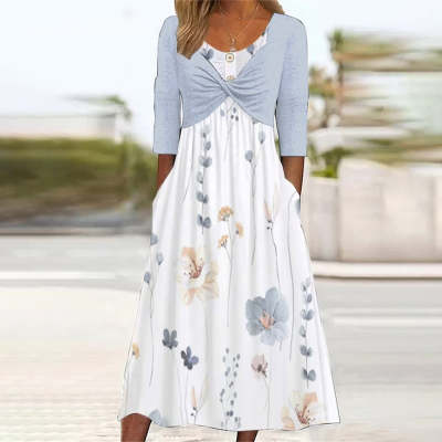 Flower Print Versatile Slimming Dress