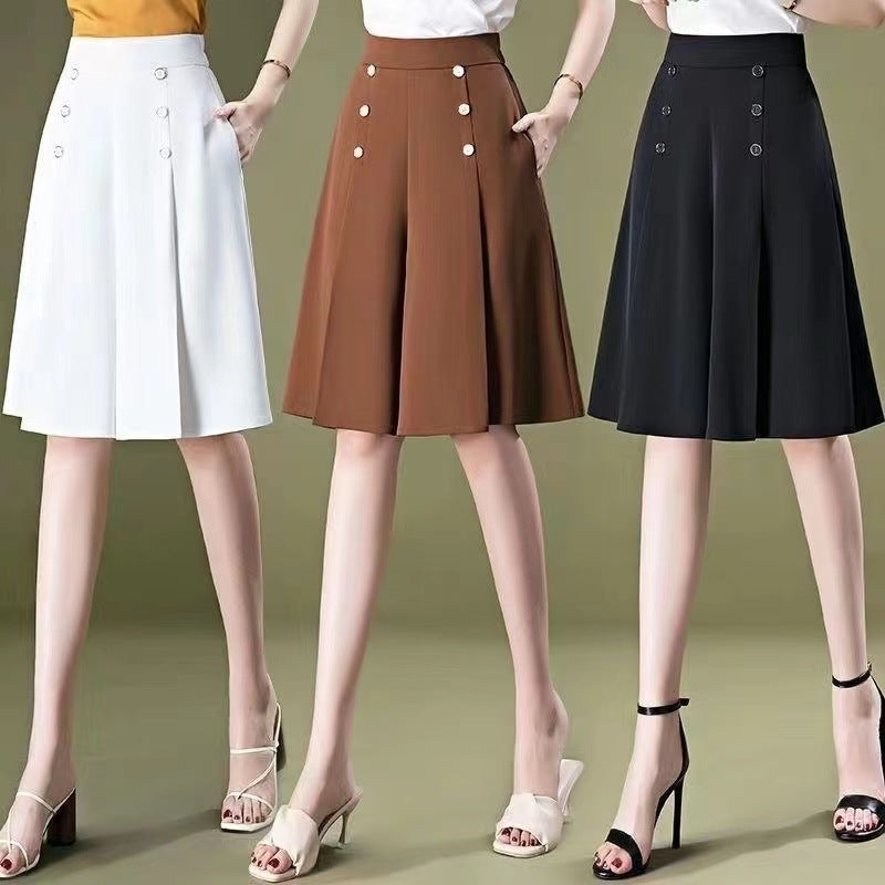 Summer Thin High Waist Slimming Slim Fit Six-point Wide Leg Pants For Women - Hiccupzz