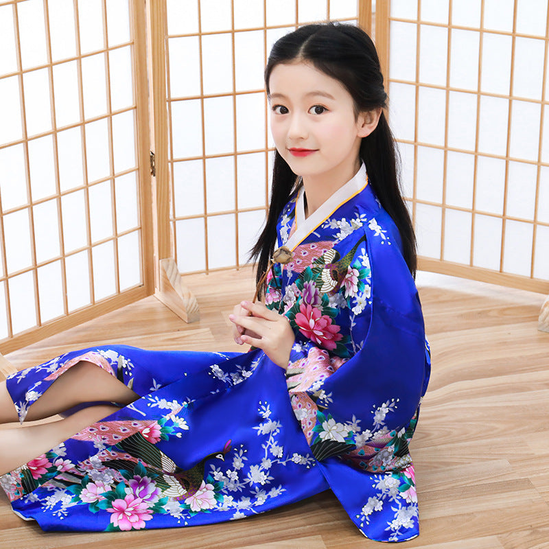 Kids Kimono Print Japanese Bathrobe Girls