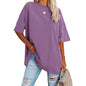 Loose Drop Shoulder Sleeves Round Neck Short Sleeve Top - Hiccupzz
