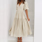 New Senior Sense Of Vacation Style Deep V Bubble Sleeve Dress - Hiccupzz