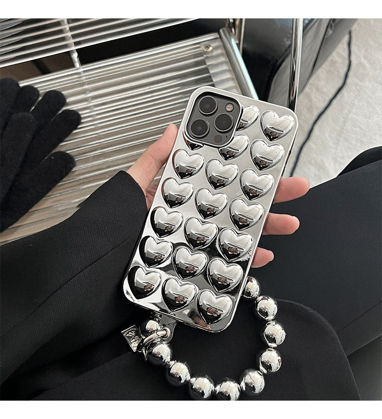 Niche Premium Silver Chain Three-dimensional Love For Apple Phone Case