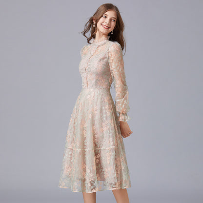 Heavy Embroidery Mesh Yarn Dress Femininity Skirt - Hiccupzz