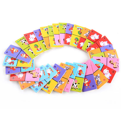 Wooden Solitaire Animal Domino Kids - Hiccupzz