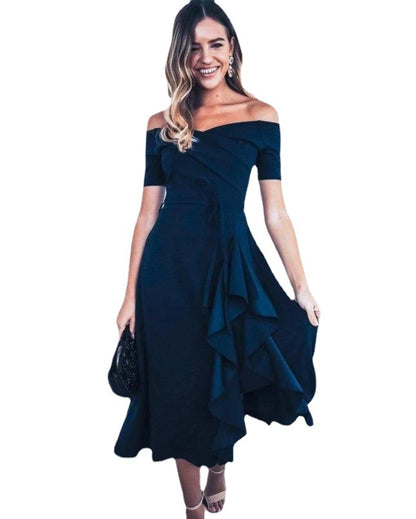 One-shoulder Party Slanted Shoulder Dress - Hiccupzz