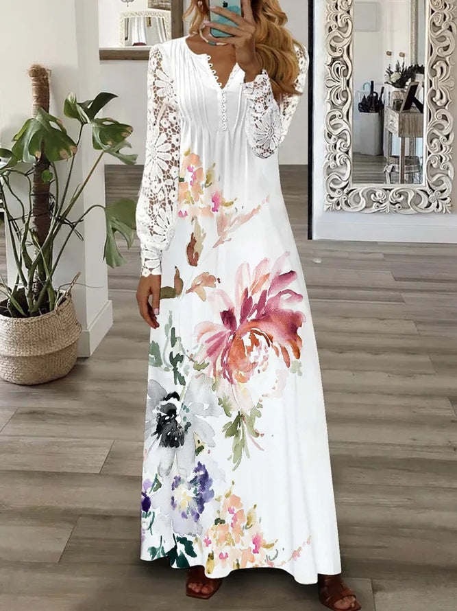 Women's New Fashion European And American Style Lace Maxi Dress