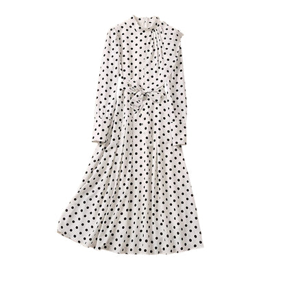Stand-up Collar Wave Point Slim Senior Sense Dress - Hiccupzz