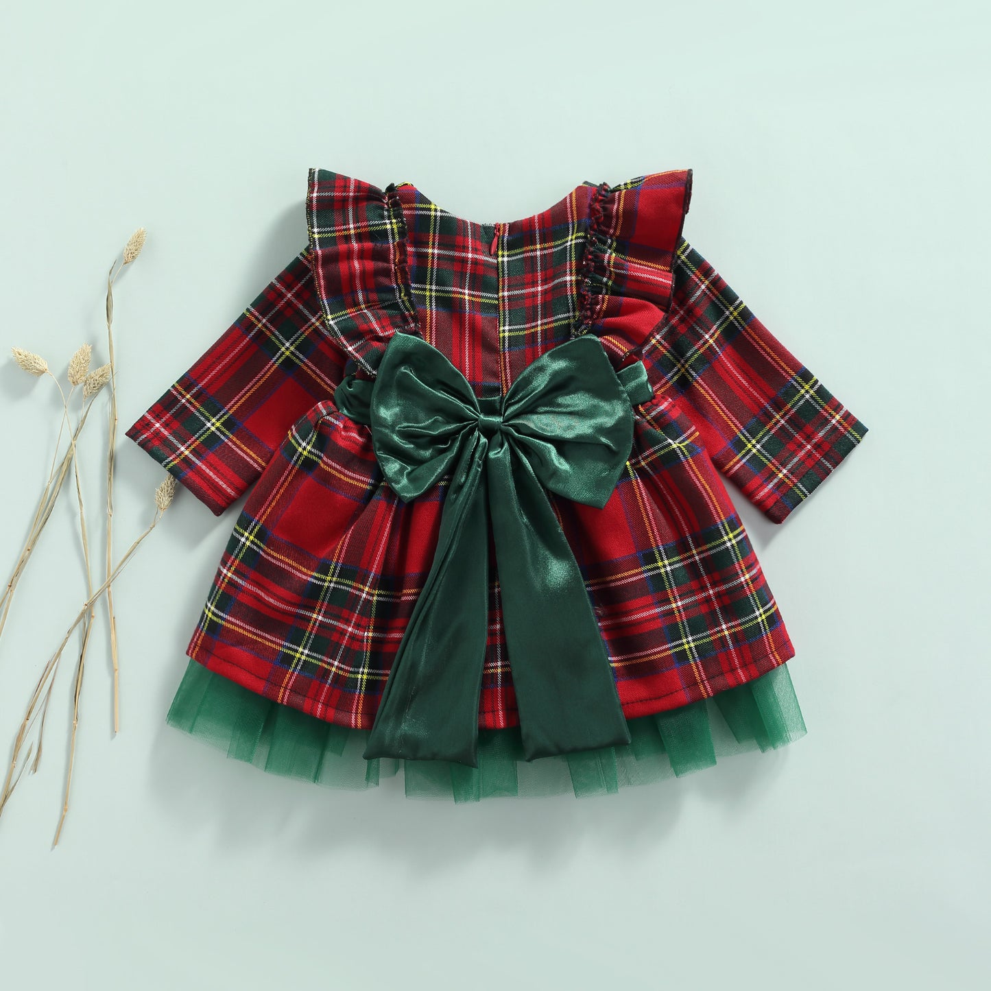 Girls Kids Red Checkered Bow Christmas Dress - Hiccupzz