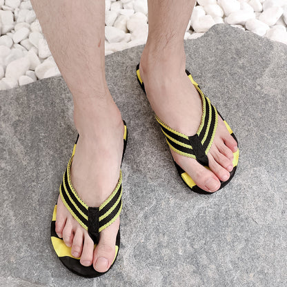 Summer New Color Matching Massage Student Flip Flops Men's Simplicity Fashion Outerwear Personal Leisure Beach Shoes - Hiccupzz