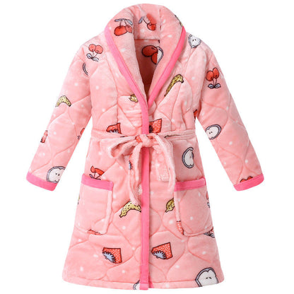 Coral Fleece Quilted Bathrobe For Baby Kids - Hiccupzz