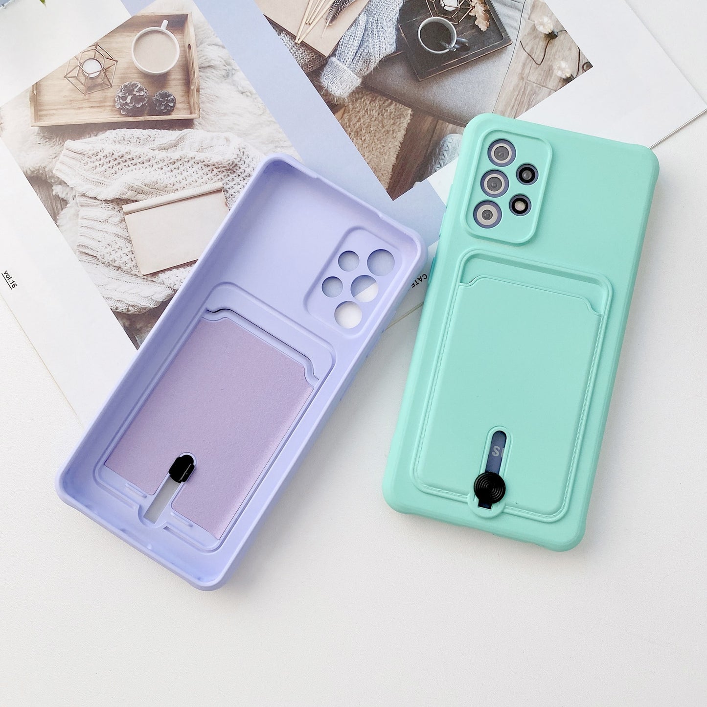 Suitable For A03S Anti-fall Card Pack A52 Mobile Phone Case S21 Pull All-in-one A22 All-pack Soft Shell A72