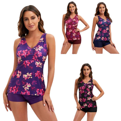 Size Split Bikini Flower Print Boxers Conservatively Thin Swimsuit - Hiccupzz