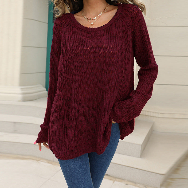 Solid Color Simple Women's SweaterCasual Versatile Long Sleeves