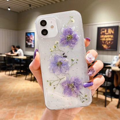 Epoxy Glitter Dried Flower Real Flower Small Floral Phone Case Applicable Ip Cover - Hiccupzz