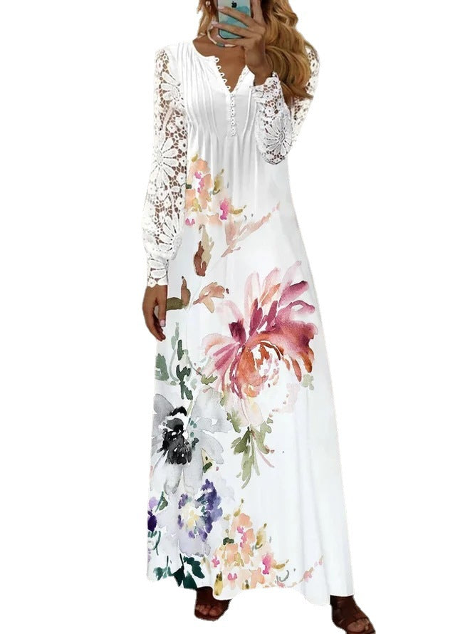 Women's New Fashion European And American Style Lace Maxi Dress - Hiccupzz