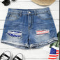Flag Printed Patch Denim Shorts - Hiccupzz