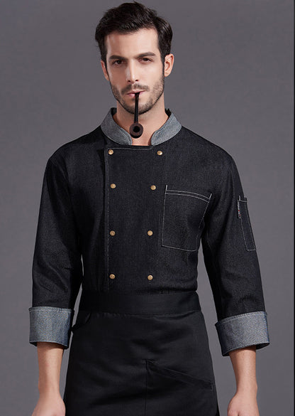 High-grade Hotel Restaurant Club Restaurant Head Chef Denim Work Clothes - Hiccupzz